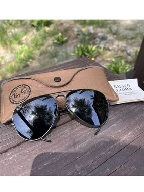 VINTAGE RAY BAN B&L BLACK TOP GUN OUTDOORSMAN AVIATOR SUNGLASSES 60s 70s